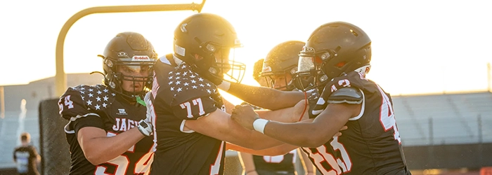 DRHS Lineman warming up for the game